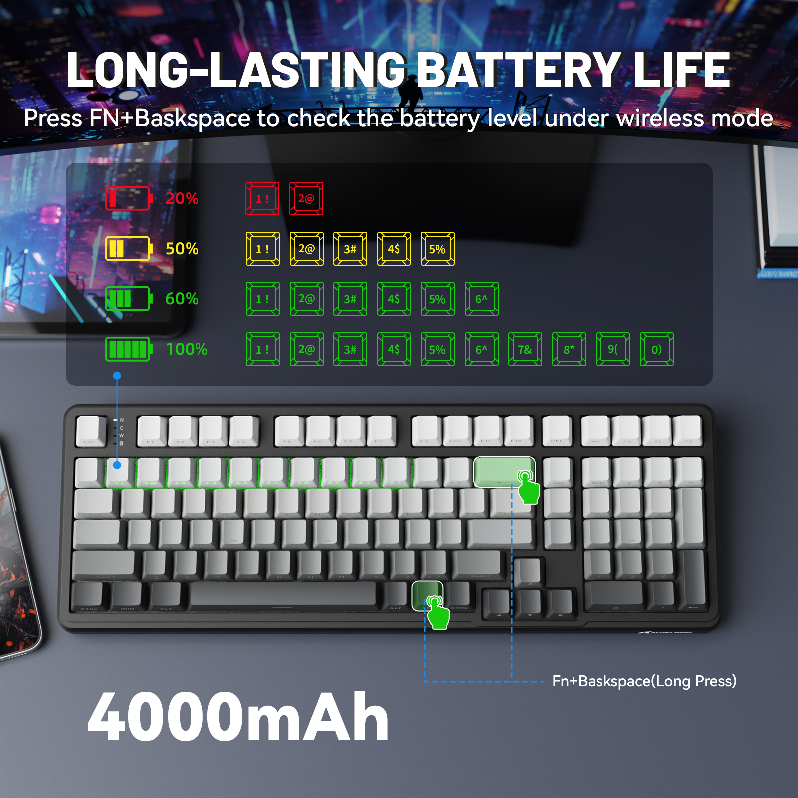 ATTACK SHARK X98 Full-size Wireless Mechanical Keyboard