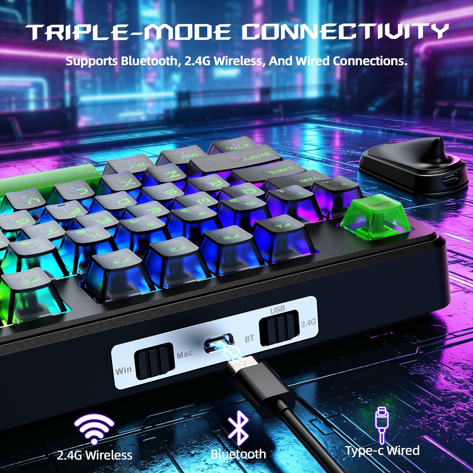 ATTACK SHARK X87 ULTRA Wireless Gaming Keyboard with 8KHz Receiver and RGB Coiled Cable
