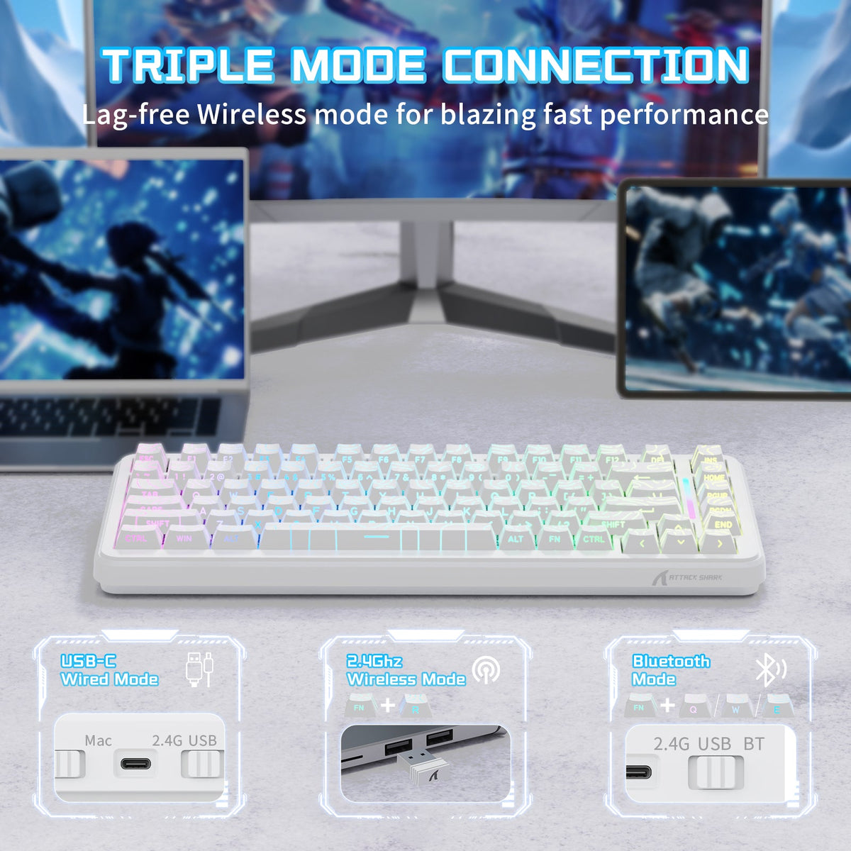 ATTACK SHARK X82PRO HE Wireless Rapid Trigger Gaming Keyboard Magnetic Switch