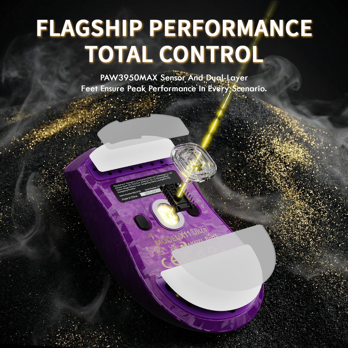 ATTACK SHARK X11 ULTRA Carbon Fiber Wireless Gaming Mouse With C06 Ultra LED Cable