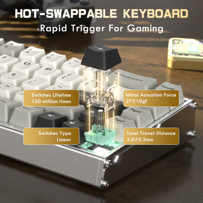 ATTACK SHARK X68MAX HE Rapid Trigger CNC Aluminum Keyboard Magnetic Switch with C01Ultra RGB Coiled Cable