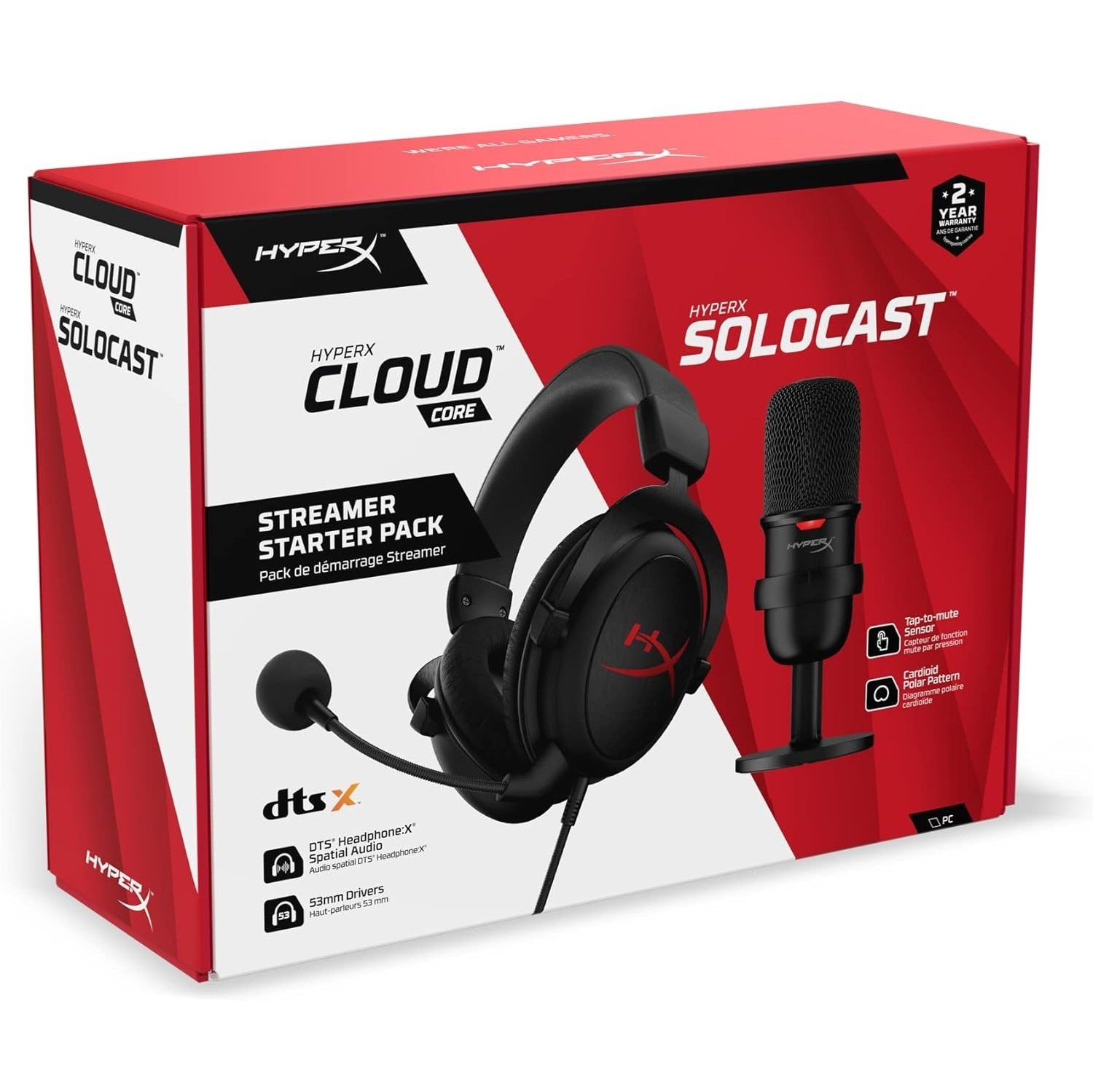 HyperX Streamer Starter Pack OPEN BOX (SoloCast Wired USB Condenser Microphone and Cloud Core Wired Gaming Headset)