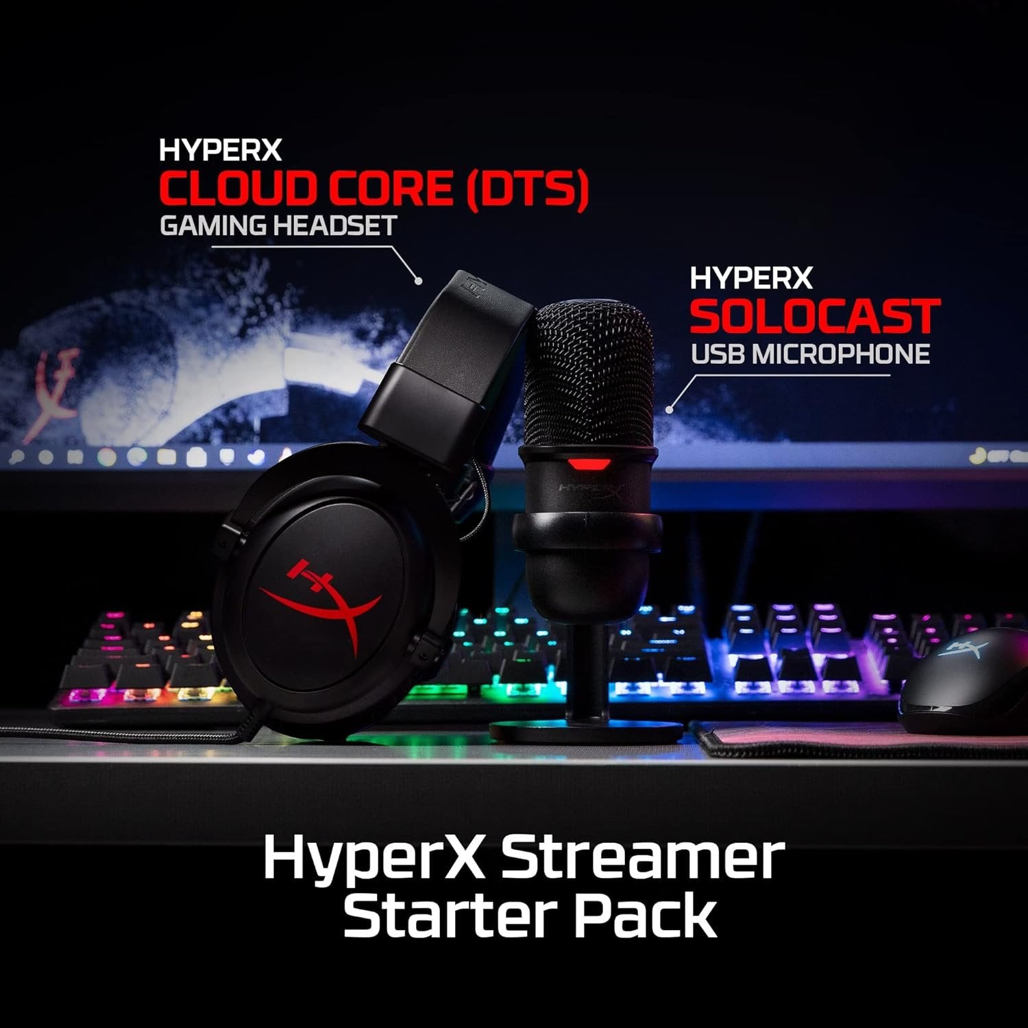 HyperX Streamer Starter Pack OPEN BOX (SoloCast Wired USB Condenser Microphone and Cloud Core Wired Gaming Headset)