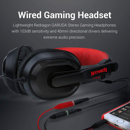 Redragon K552-BB Keyboard, M601 Mouse, P001 Mousepad and H120 Headset Combo Set (4 in 1)