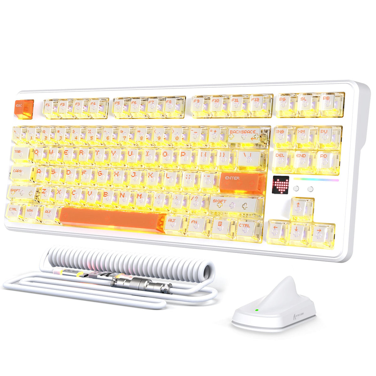 ATTACK SHARK X87 ULTRA Wireless Gaming Keyboard with 8KHz Receiver and RGB Coiled Cable