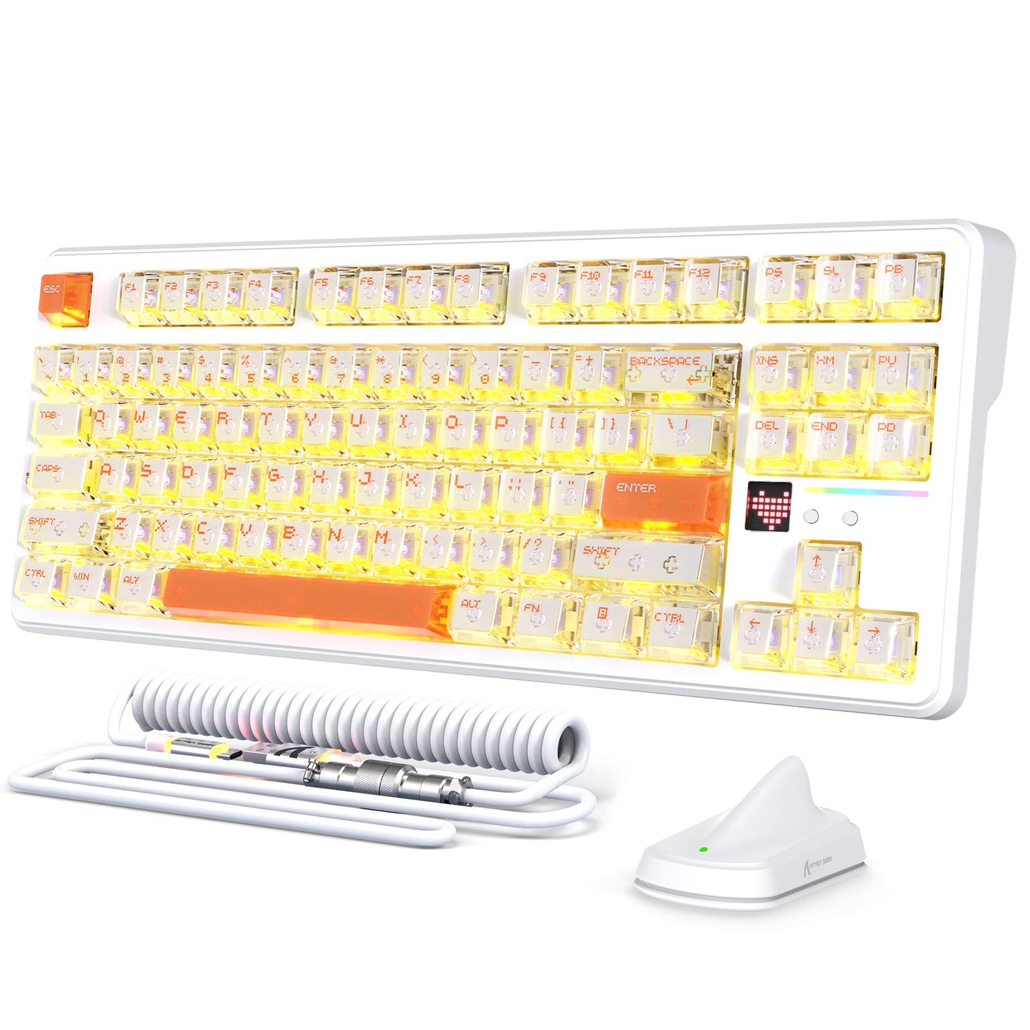 ATTACK SHARK X87 ULTRA Wireless Gaming Keyboard with 8KHz Receiver and RGB Coiled Cable