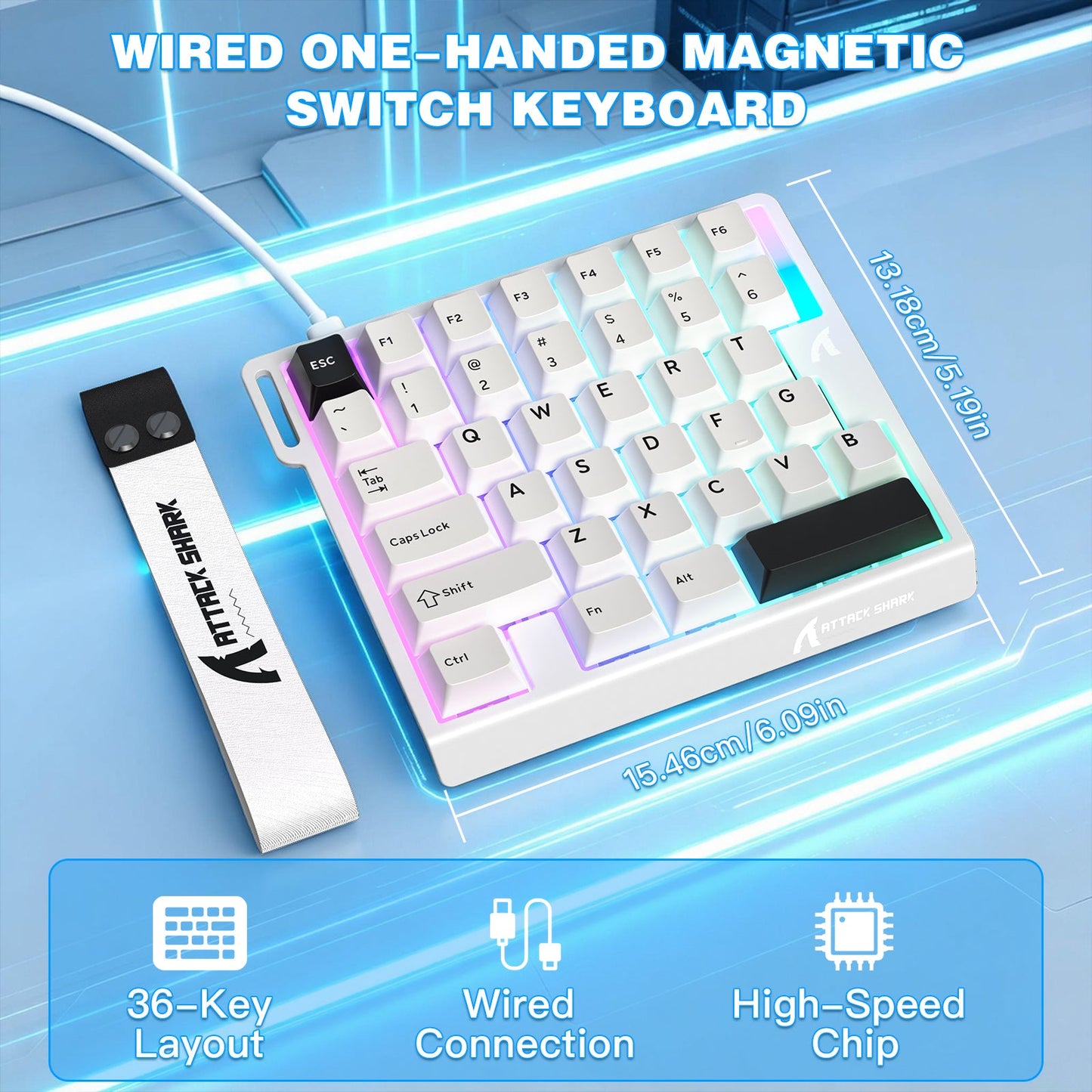 ATTACK SHARK M36 HE One-Handed Magnetic Switch Keyboard