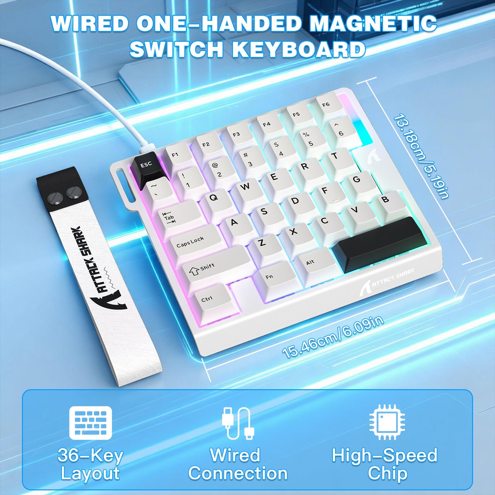ATTACK SHARK M36 HE One-Handed Magnetic Switch Keyboard