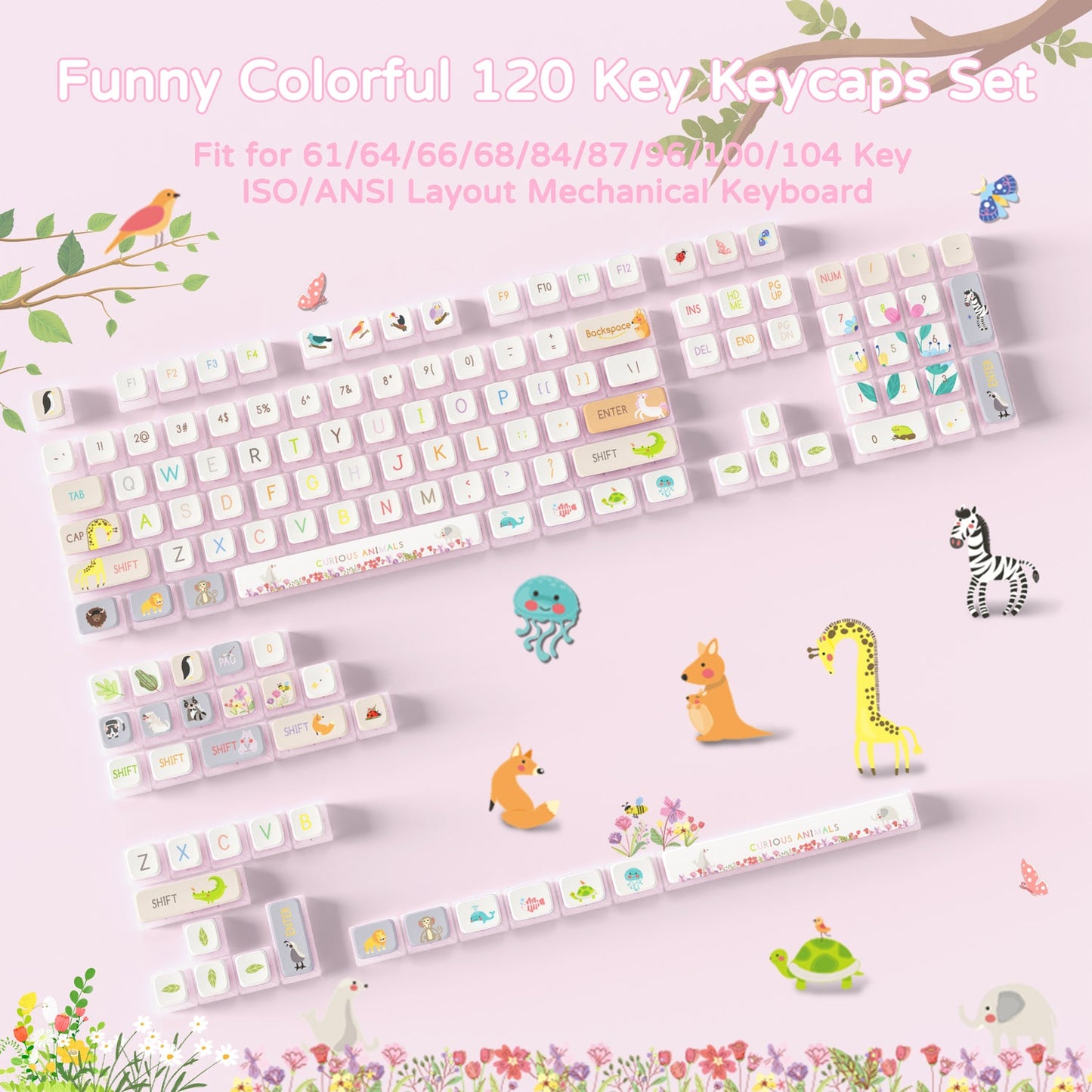 ATTACK SHARK 120 Keys PBT Dye-Sublimation Pudding Keycaps Set