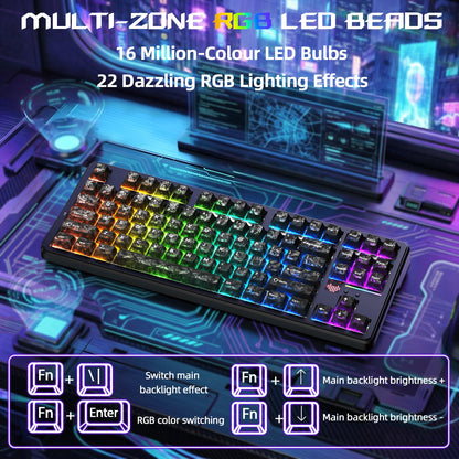 ATTACK SHARK X87 ULTRA Wireless Gaming Keyboard with 8KHz Receiver and RGB Coiled Cable