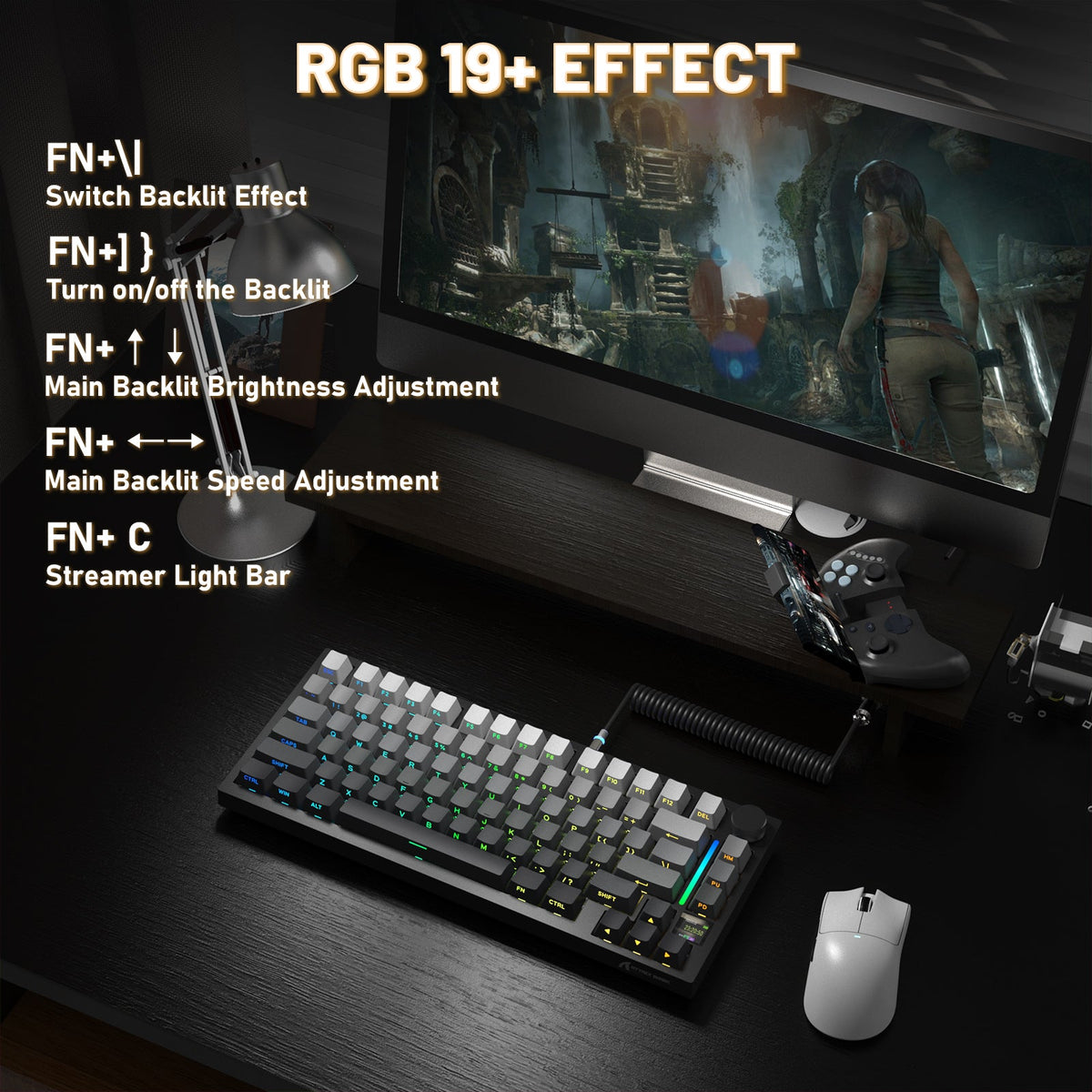 ATTACK SHARK X820ULTRA Mechanical Keyboard with C01ULTRA Coiled Cable