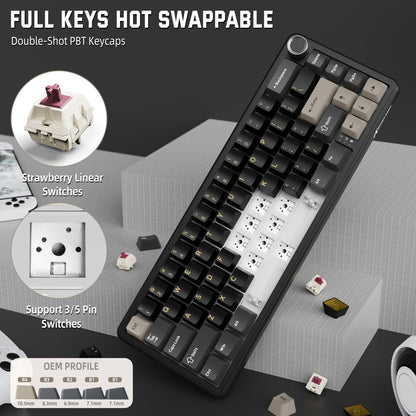 ATTACK SHARK X66 Wireless Mechanical Keyboard with Side Printed PBT Keycaps