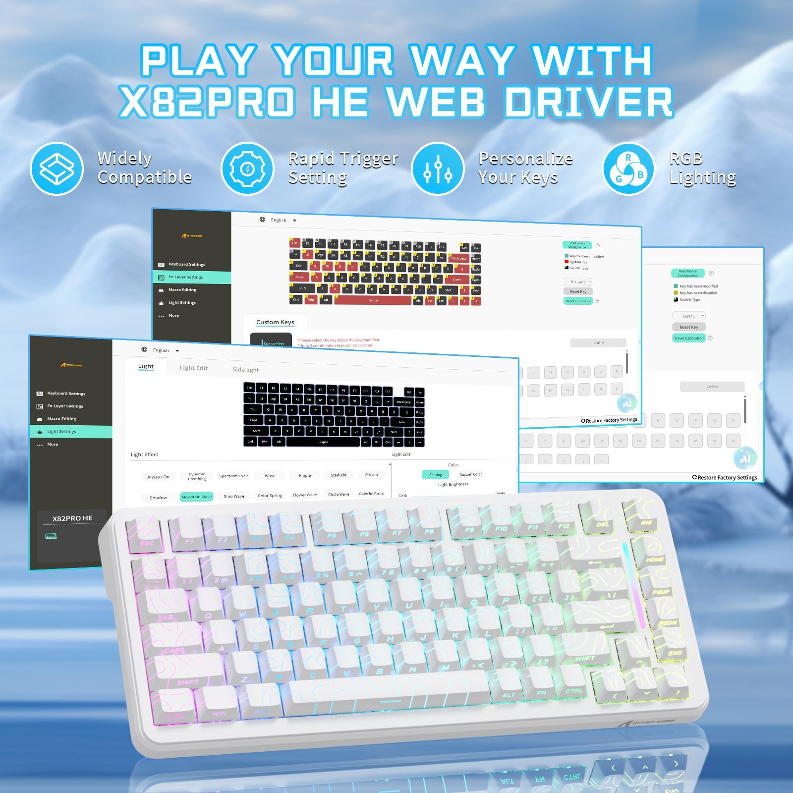ATTACK SHARK X82PRO HE Wireless Rapid Trigger Gaming Keyboard Magnetic Switch