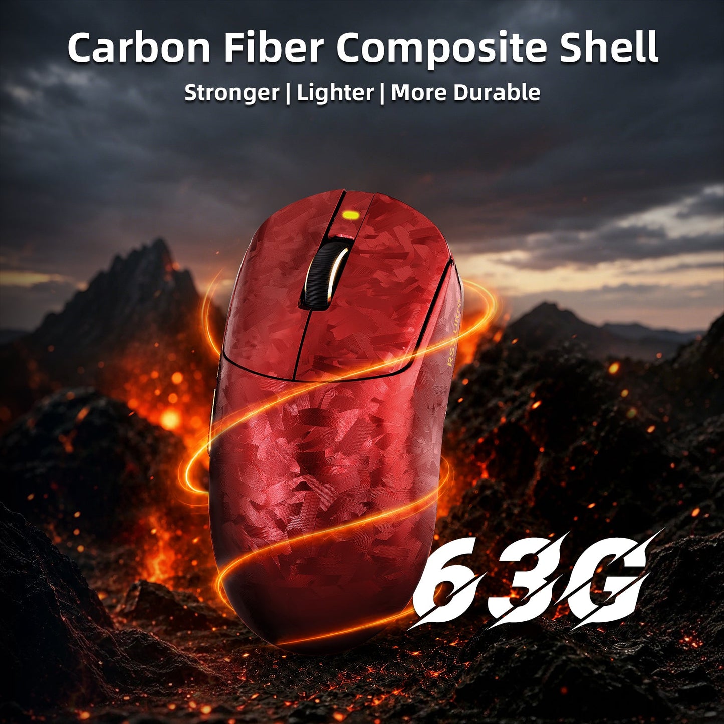 ATTACK SHARK RS3 ULTRA Carbon Fiber Wireless PAW3955MAX Gaming Mouse with C06 Ultra LED Cable