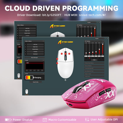 ATTACK SHARK G3 PRO Tri-mode Wireless Gaming Mouse with Charge Dock 25000 DPI Ultra Lightweight