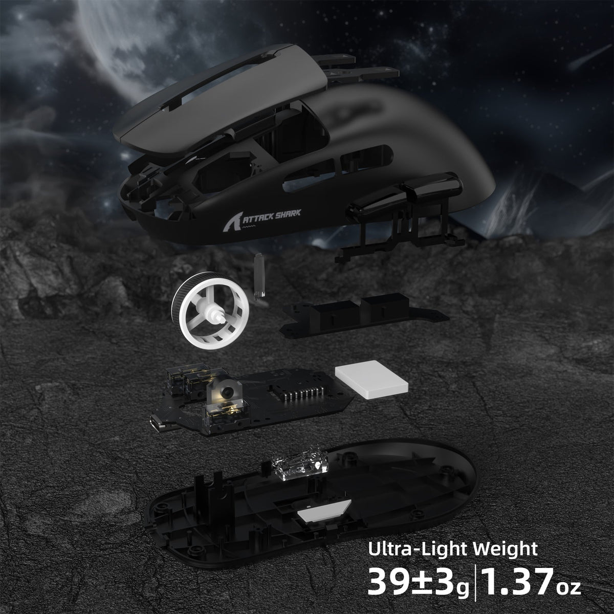 ATTACK SHARK R6 LIGHTSPEED Wireless Gaming Mouse with C06 Mouse Coiled Cable