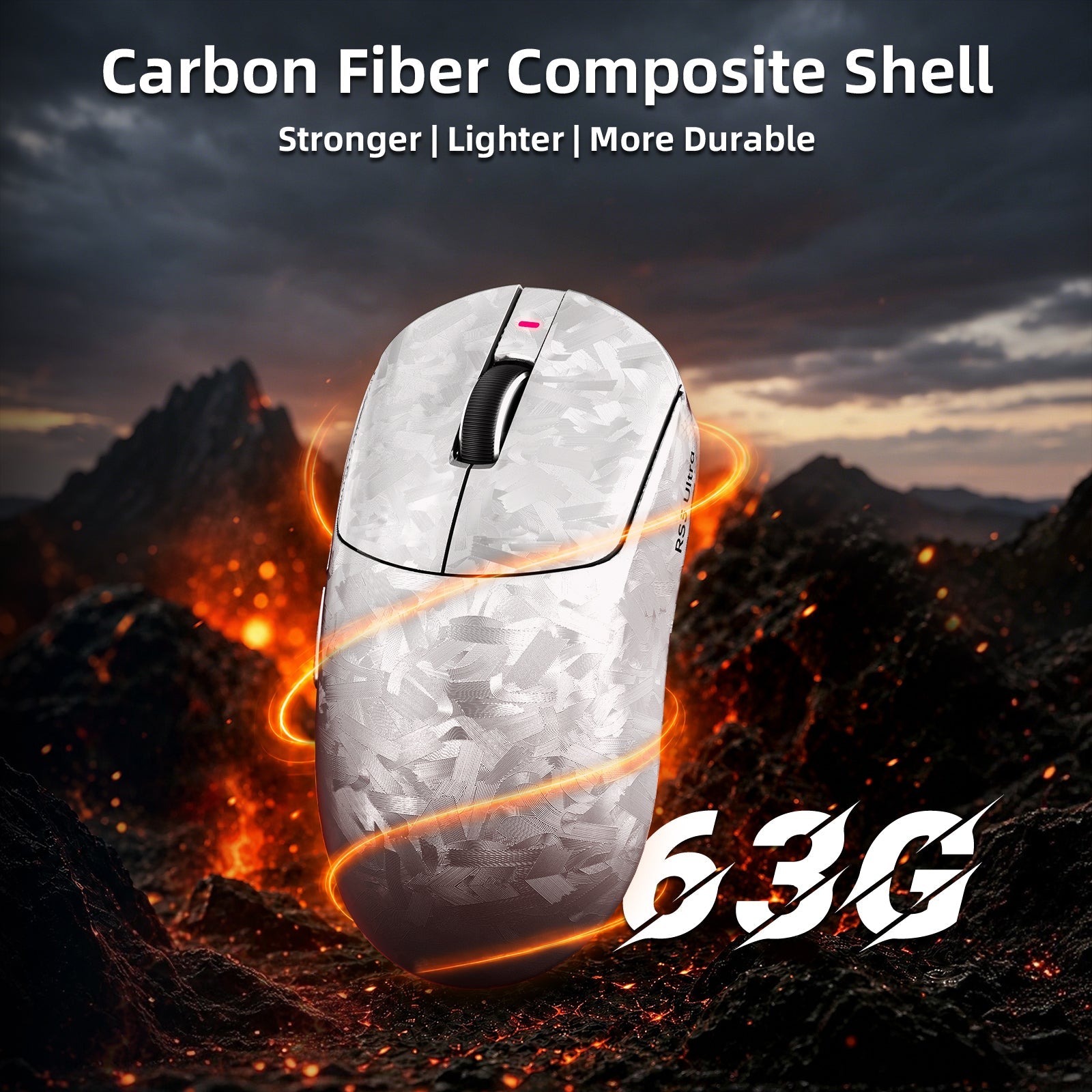 ATTACK SHARK RS3 ULTRA Carbon Fiber Wireless PAW3955MAX Gaming Mouse with C06 Ultra LED Cable
