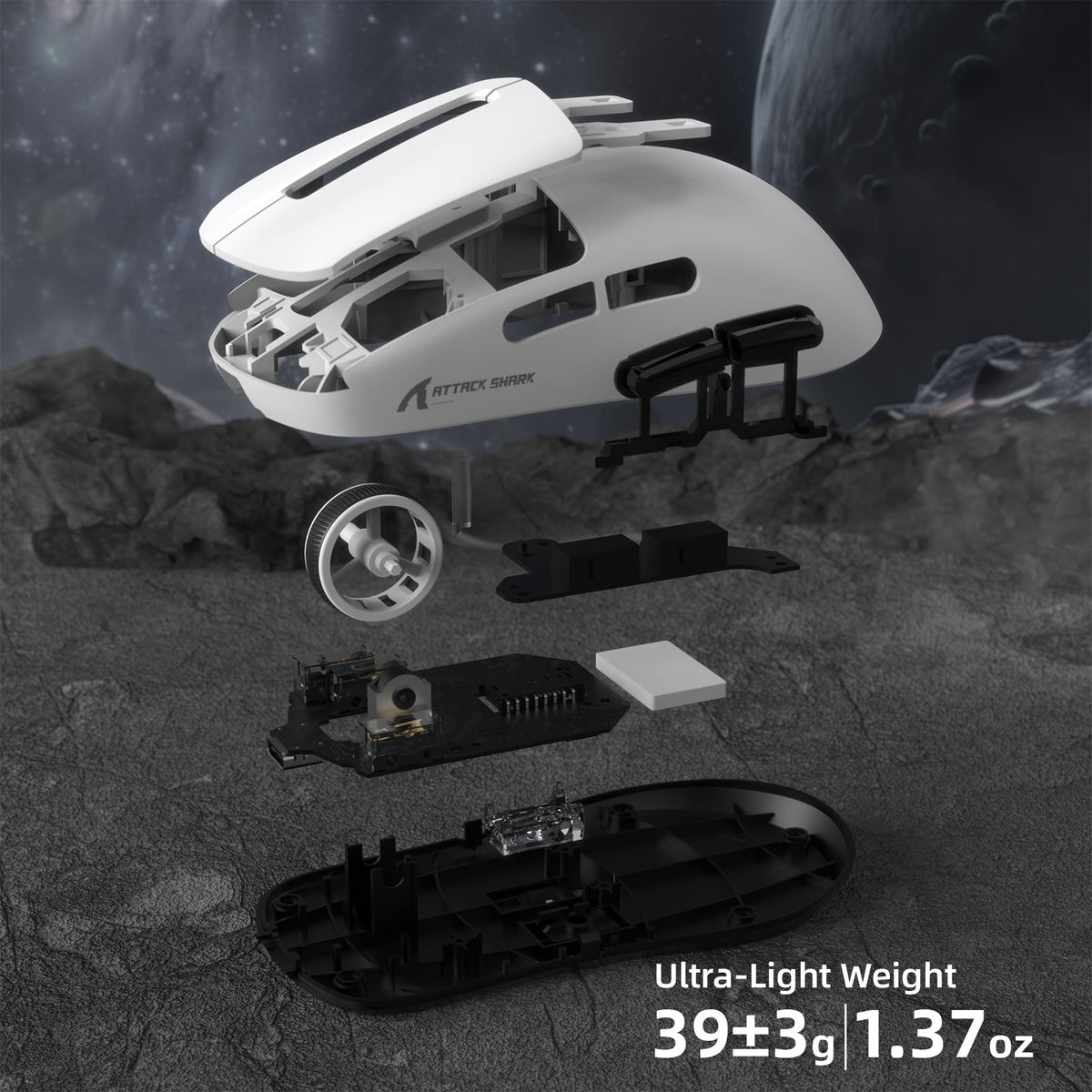 ATTACK SHARK R6 LIGHTSPEED Wireless Gaming Mouse with C06 Mouse Coiled Cable
