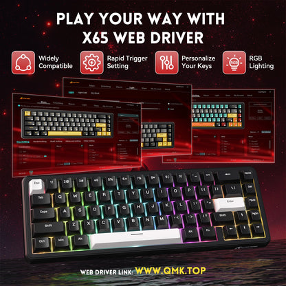 ATTACK SHARK X65 HE Magnetic Switch Rapid Trigger Keyboard With 8Khz Coiled Cable