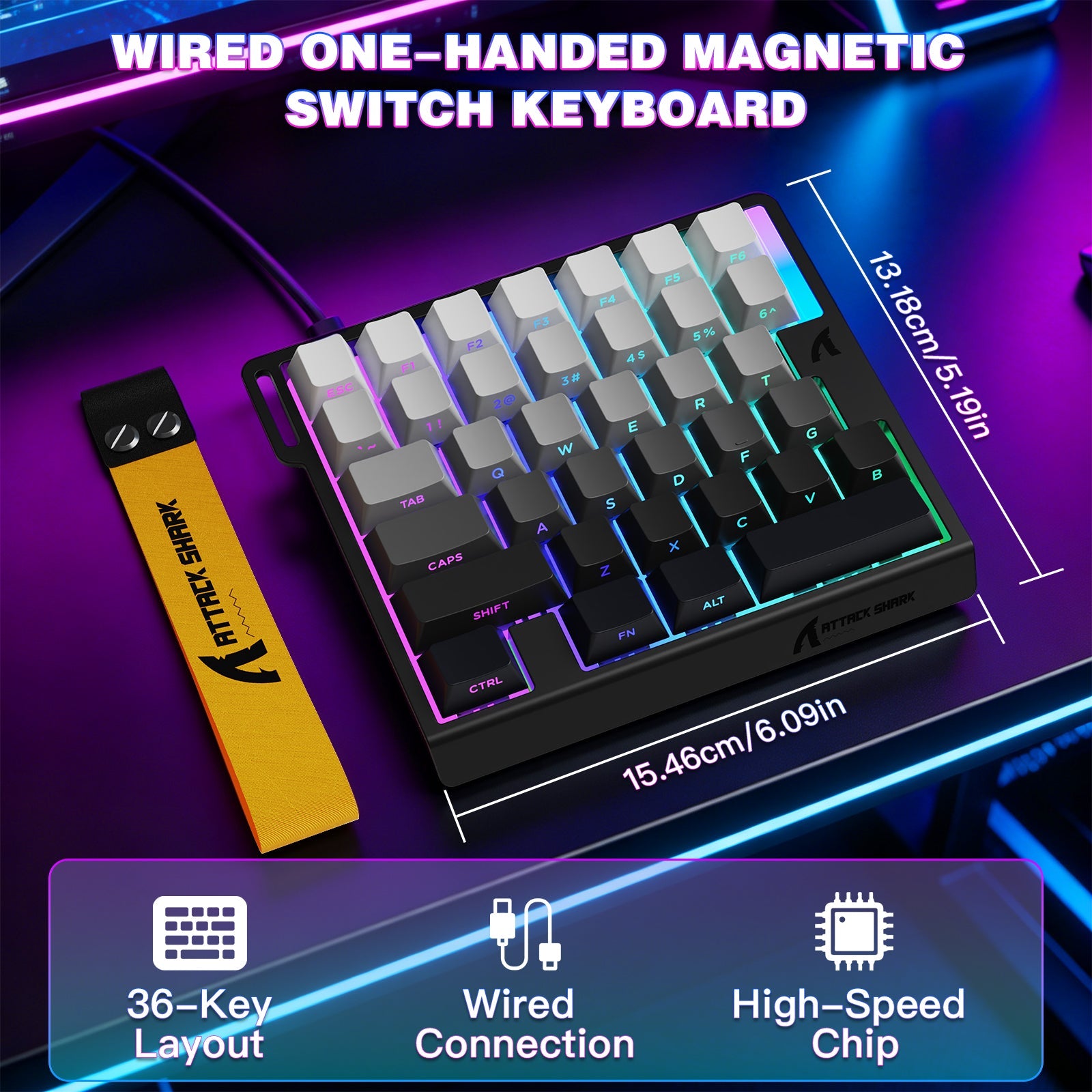 ATTACK SHARK M36 HE One-Handed Magnetic Switch Keyboard