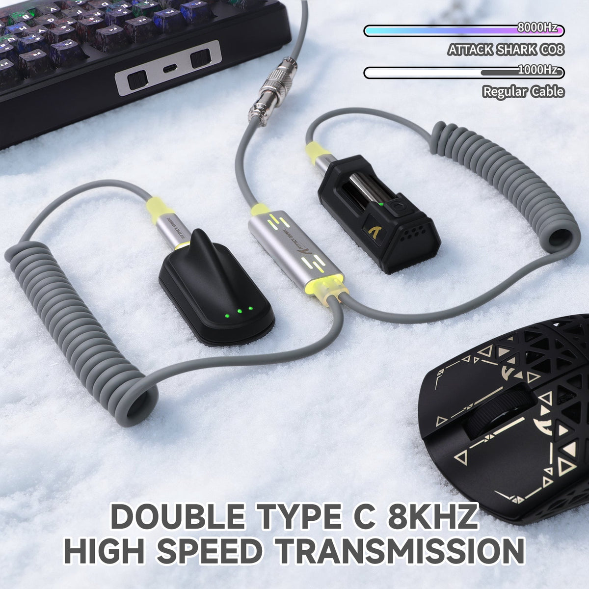 ATTACK SHARK C08 2-in-1 Custom Aviation Cable for 8kHz Magnetic Keyboards