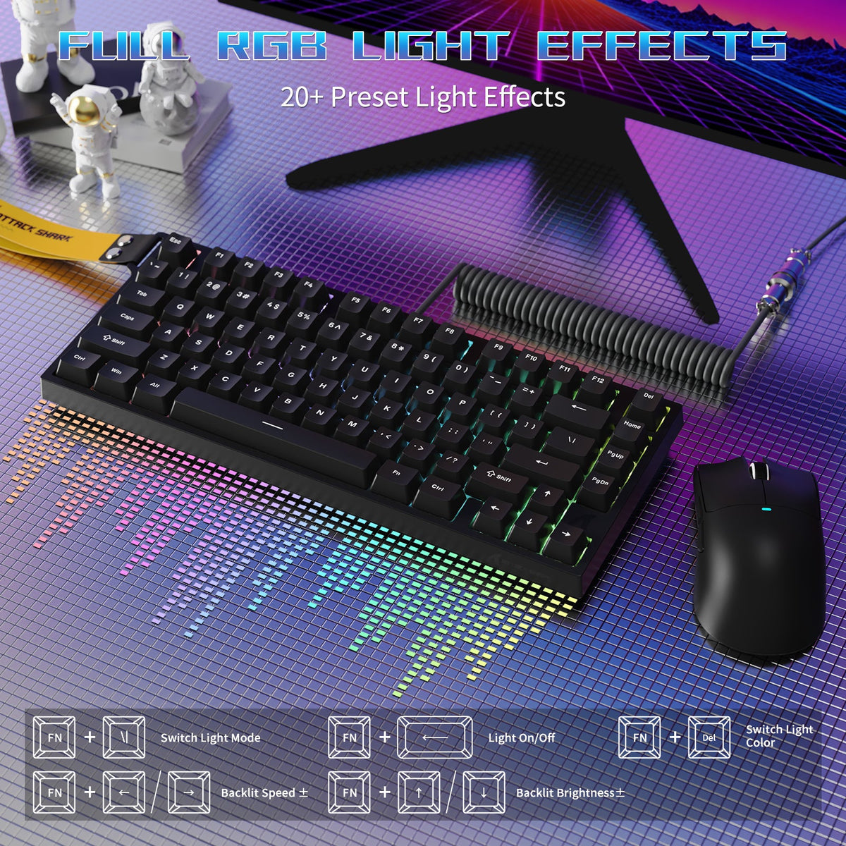 ATTACK SHARK R82 HE Wired 75% Gaming Keyboard  with C01ULTRA LED Cable