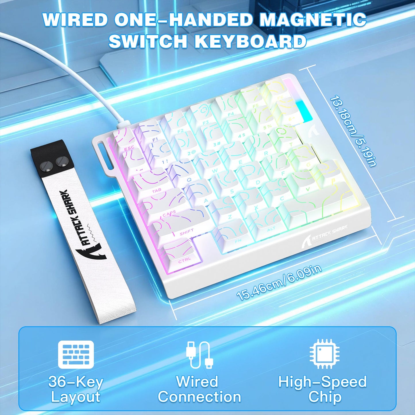 ATTACK SHARK M36 HE One-Handed Magnetic Switch Keyboard