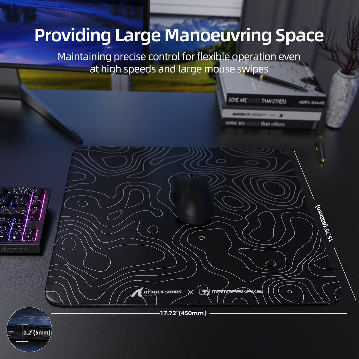 ATTACK SHARK CM05 Tempered Glass Gaming Mouse Pad