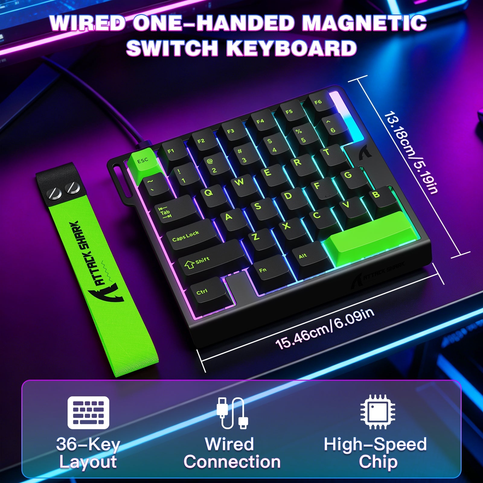 ATTACK SHARK M36 HE One-Handed Magnetic Switch Keyboard