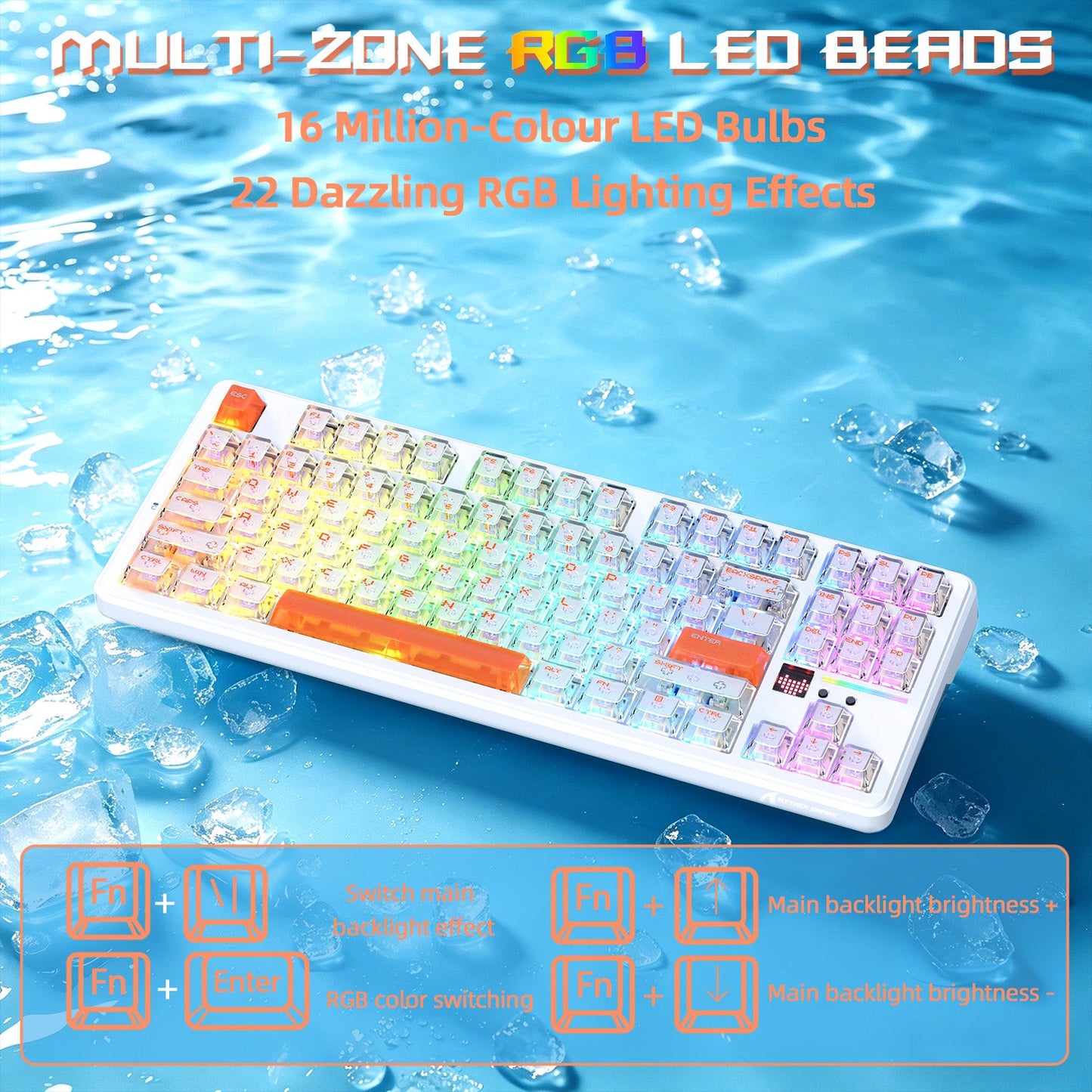 ATTACK SHARK X87 ULTRA Wireless Gaming Keyboard with 8KHz Receiver and RGB Coiled Cable