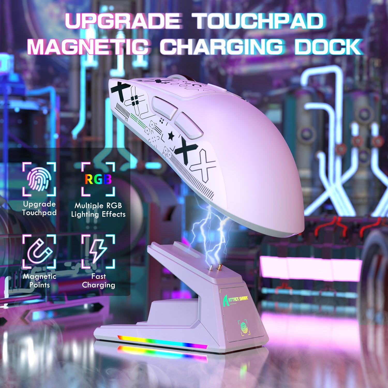 ATTACK SHARK X1 Tri-mode Gaming Mouse With Touchpad RGB Charging Dock PAW3395PRO Sensor