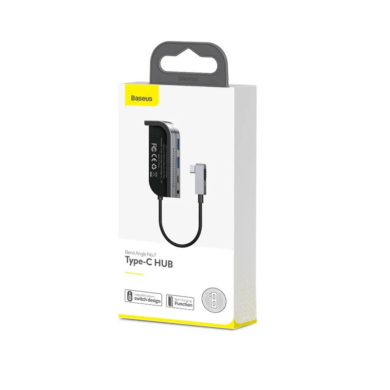 Baseus Bend Angle No.7 Multifunctional Type-C HUB Converter（Upgrade) Space Gray