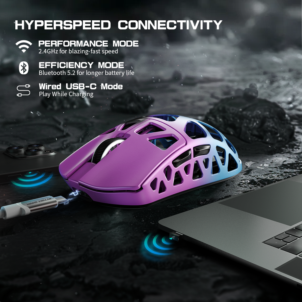ATTACK SHARK R3 Magnesium Alloy Gaming Mouse 8K with C06 Coiled Cable