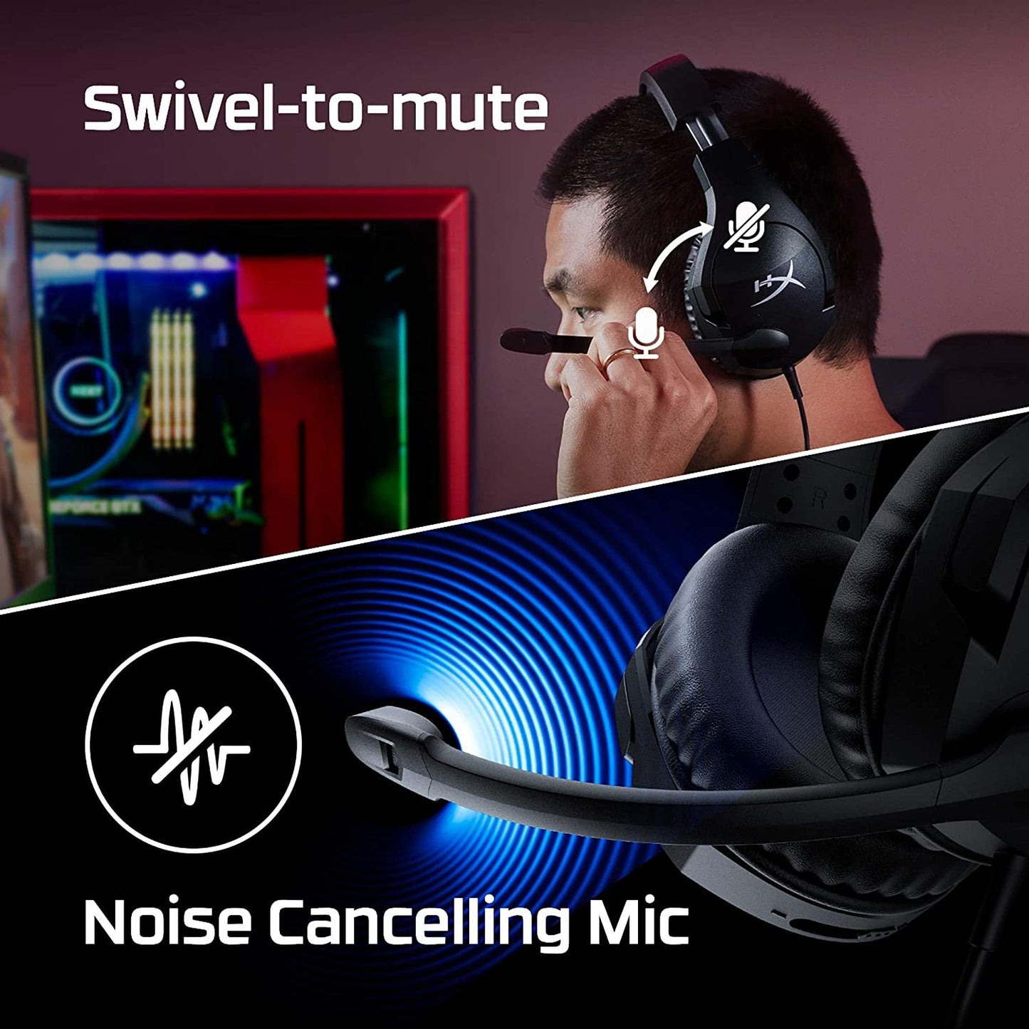 HyperX Cloud Stinger S Gaming Headset OPEN BOX Virtual 7.1 Surround Sound for PC, Lightweight, Memory Foam, Soft Leatherette
