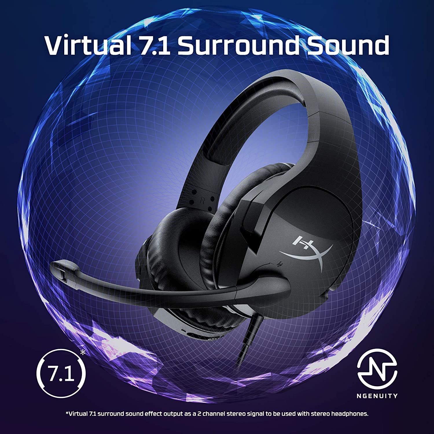 HyperX Cloud Stinger S Gaming Headset OPEN BOX Virtual 7.1 Surround Sound for PC, Lightweight, Memory Foam, Soft Leatherette