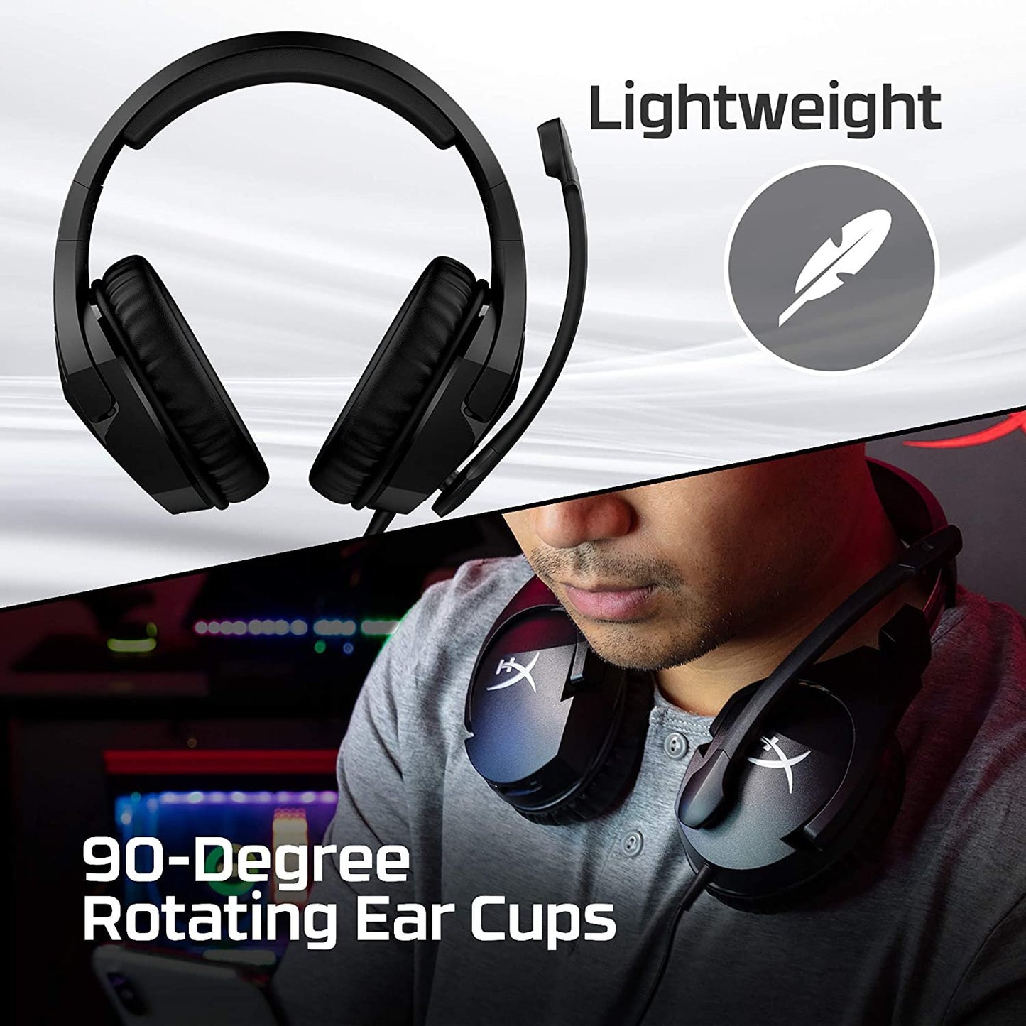 HyperX Cloud Stinger S Gaming Headset OPEN BOX Virtual 7.1 Surround Sound for PC, Lightweight, Memory Foam, Soft Leatherette