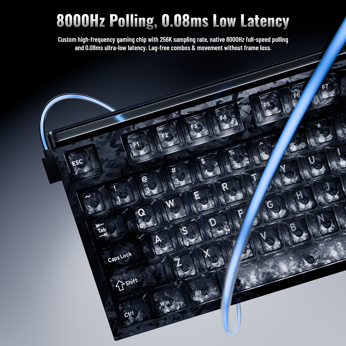 ATTACK SHARK R98 HE Carbon Fiber Wired Rapid Trigger Magnetic Switch Keyboard With C01 Ultra RGB Coiled Cable