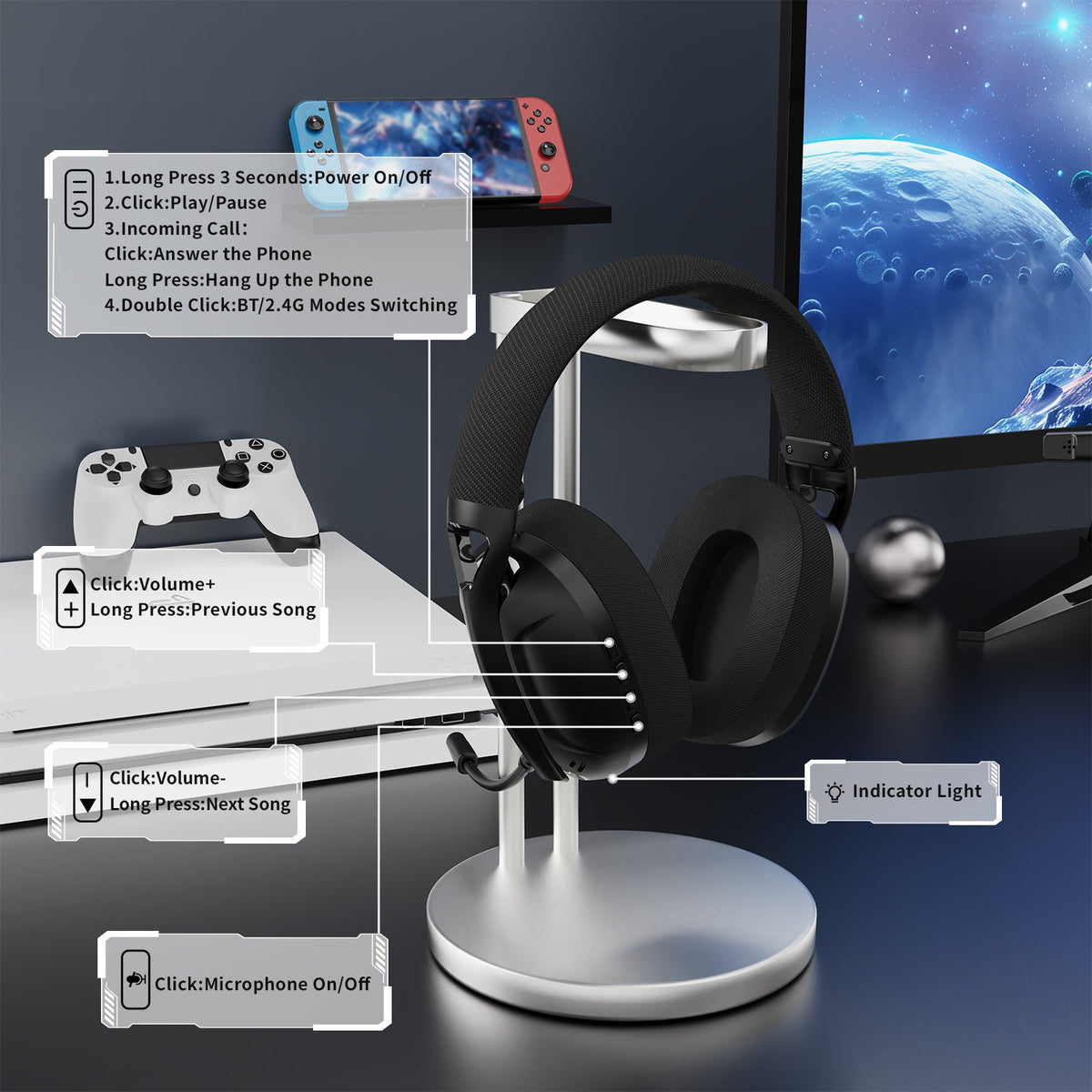 ATTACK SHARK L80 Ultra-Light Tri-Mode Gaming Headset
