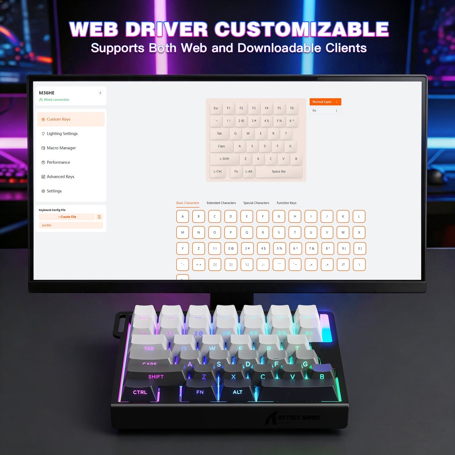 ATTACK SHARK M36 HE One-Handed Magnetic Switch Keyboard
