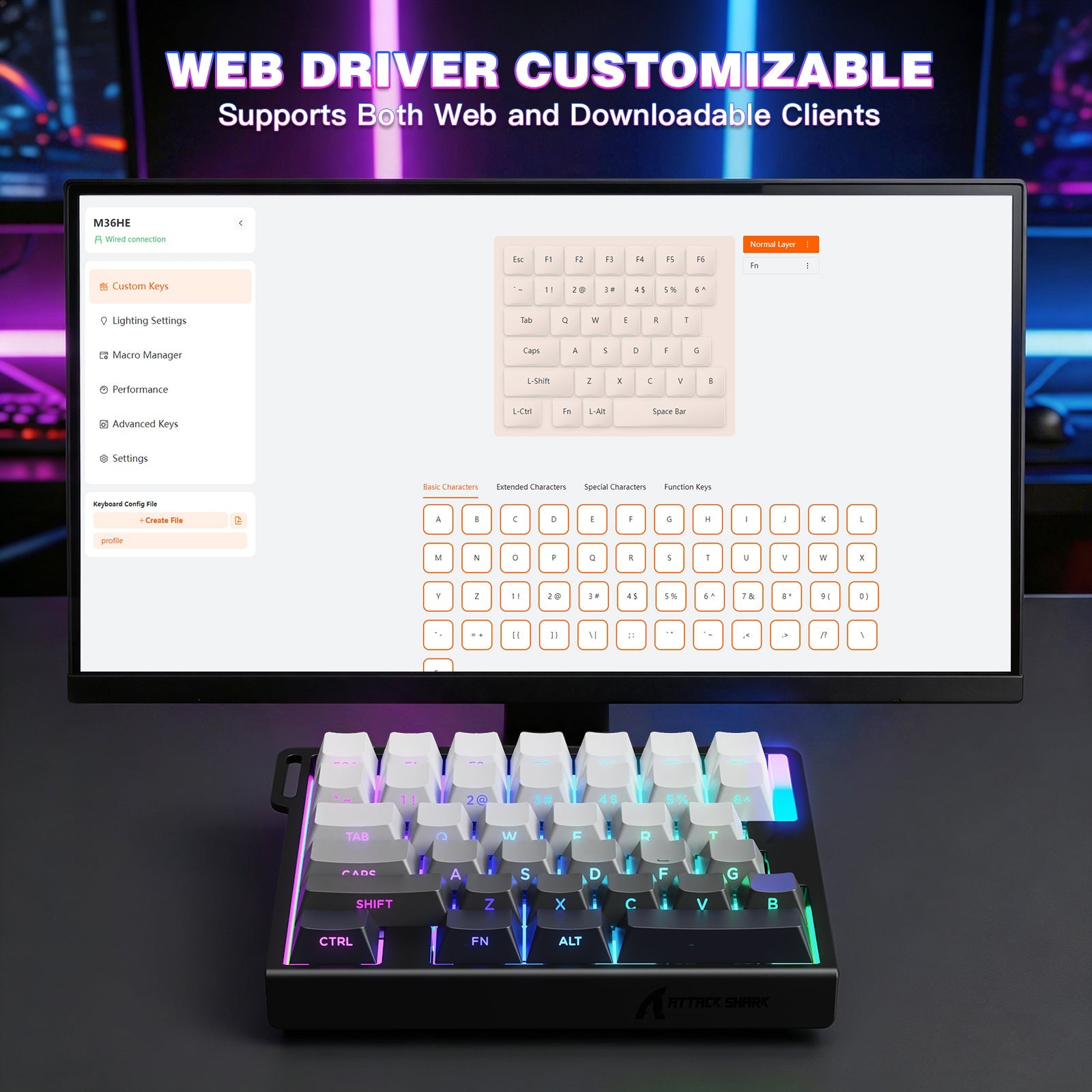 ATTACK SHARK M36 HE One-Handed Magnetic Switch Keyboard