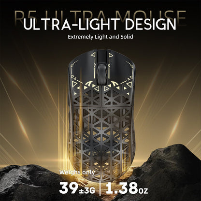 ATTACK SHARK R5 ULTRA Carbon Fiber Wireless 8K PAW3950MAX Gaming Mouse with 8K Coiled Cable