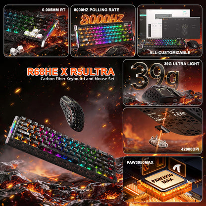 ATTACK SHARK R68 HE & R5 ULTRA Carbon Fiber Gaming Bundle