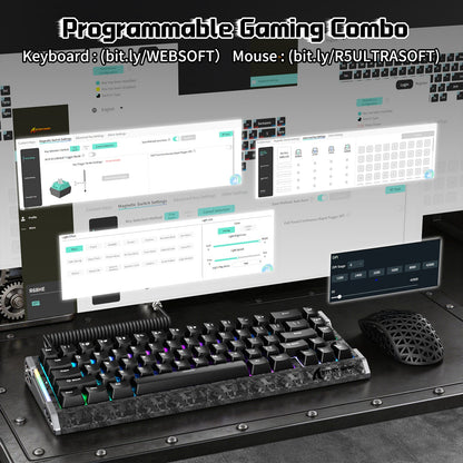 ATTACK SHARK R68 HE & R5 ULTRA Carbon Fiber Gaming Bundle With C01 ULTRA Coiled Cable