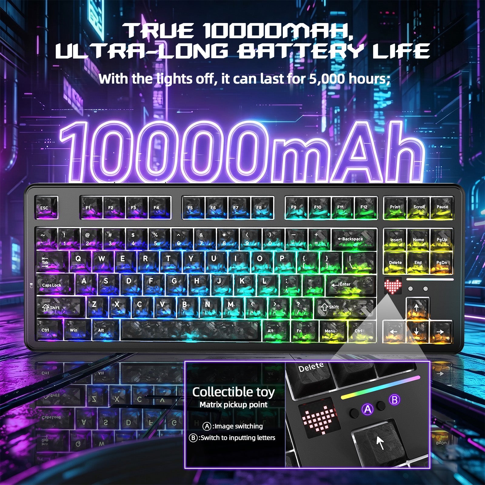 ATTACK SHARK X87 ULTRA Wireless Gaming Keyboard with 8KHz Receiver and RGB Coiled Cable
