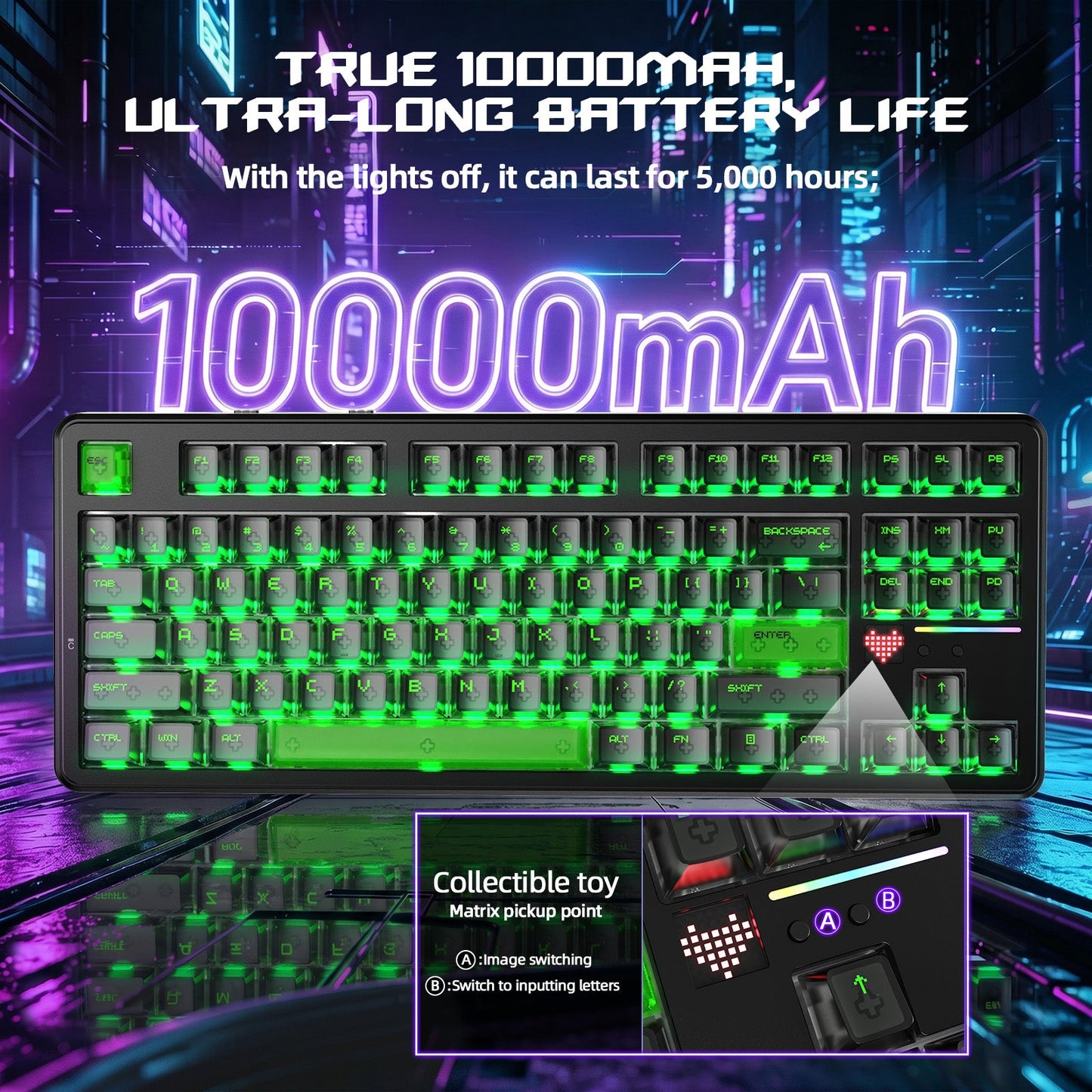 ATTACK SHARK X87 ULTRA Wireless Gaming Keyboard with 8KHz Receiver and RGB Coiled Cable