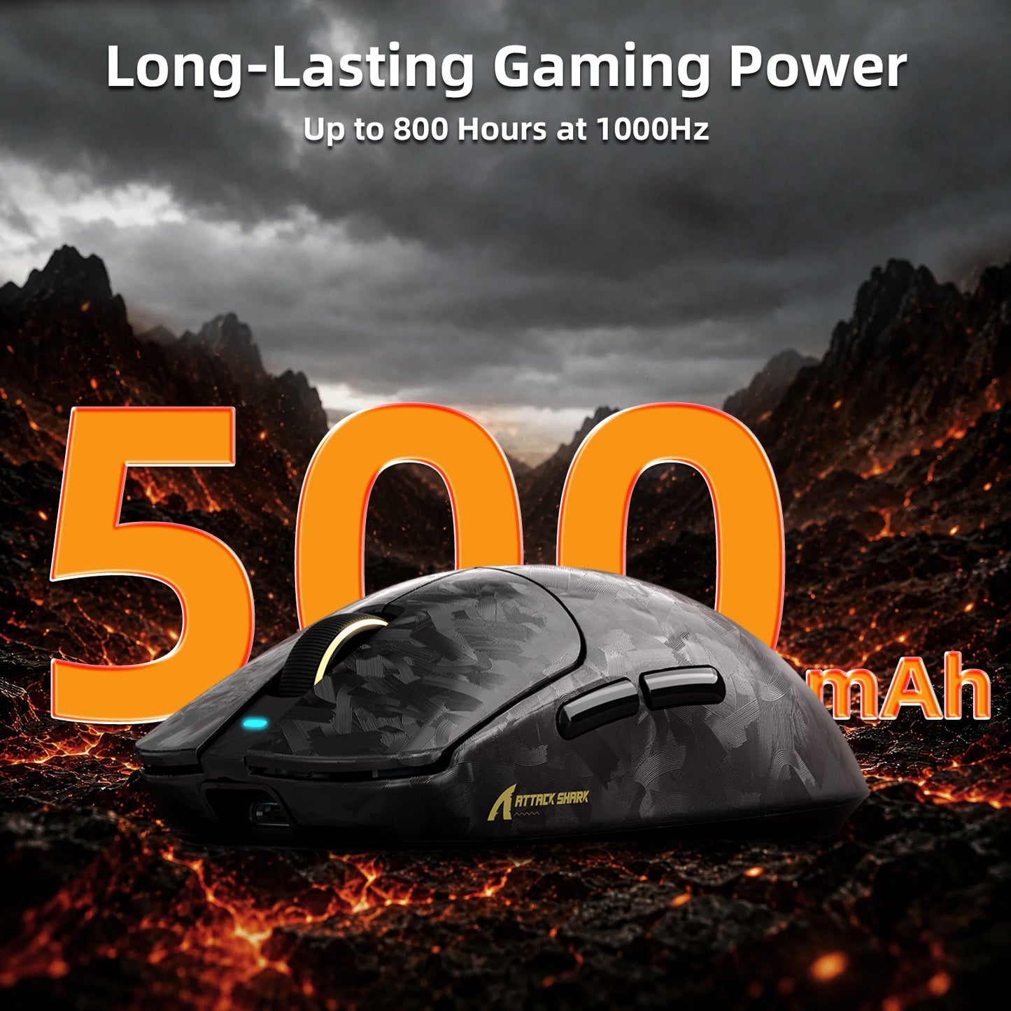 ATTACK SHARK RS3 ULTRA Carbon Fiber Wireless PAW3955MAX Gaming Mouse with C06 Ultra LED Cable