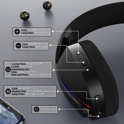 ATTACK SHARK L90 Foldable RGB Ultra-Light Tri-Mode Gaming Headset