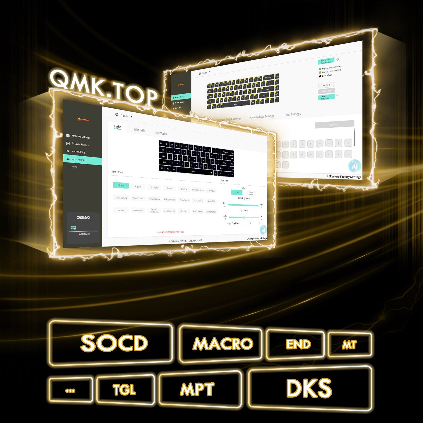 ATTACK SHARK X68MAX HE Rapid Trigger CNC Aluminum Keyboard Magnetic Switch with C01Ultra RGB Coiled Cable