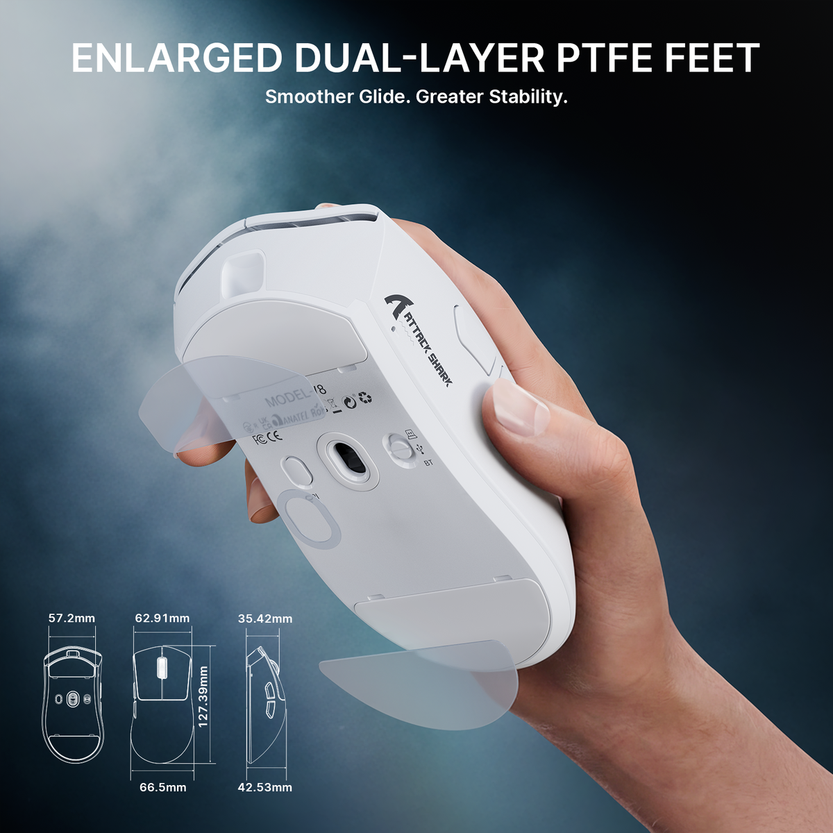 ATTACK SHARK V8 Ultra-Light Ergonomic Wireless Gaming Mouse