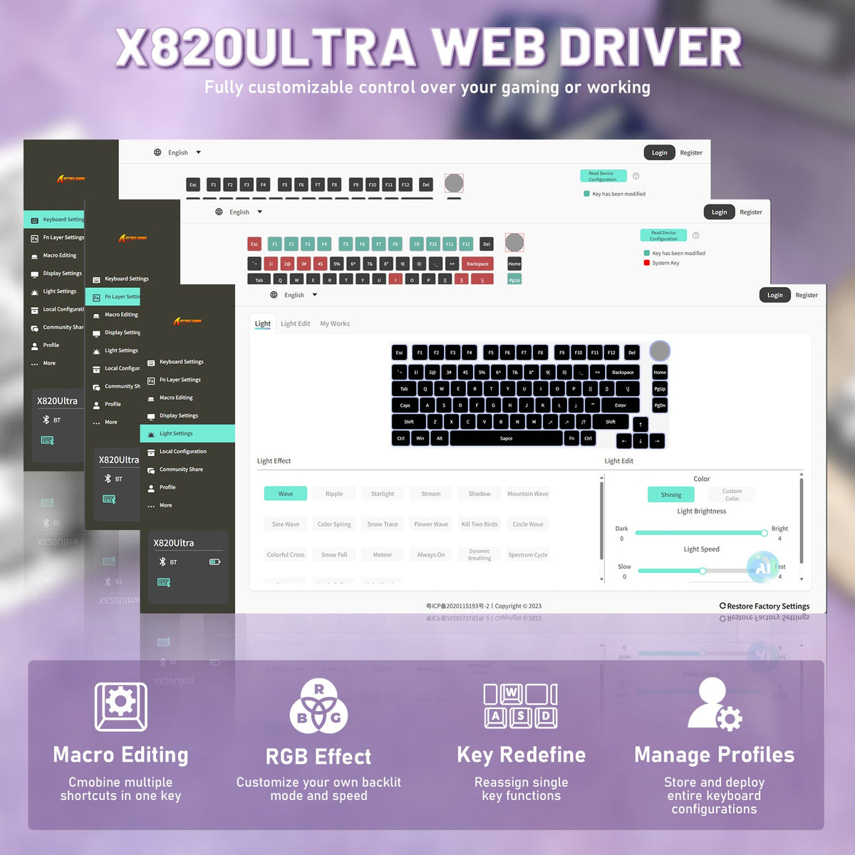 ATTACK SHARK X820ULTRA Mechanical Keyboard with C01ULTRA Coiled Cable